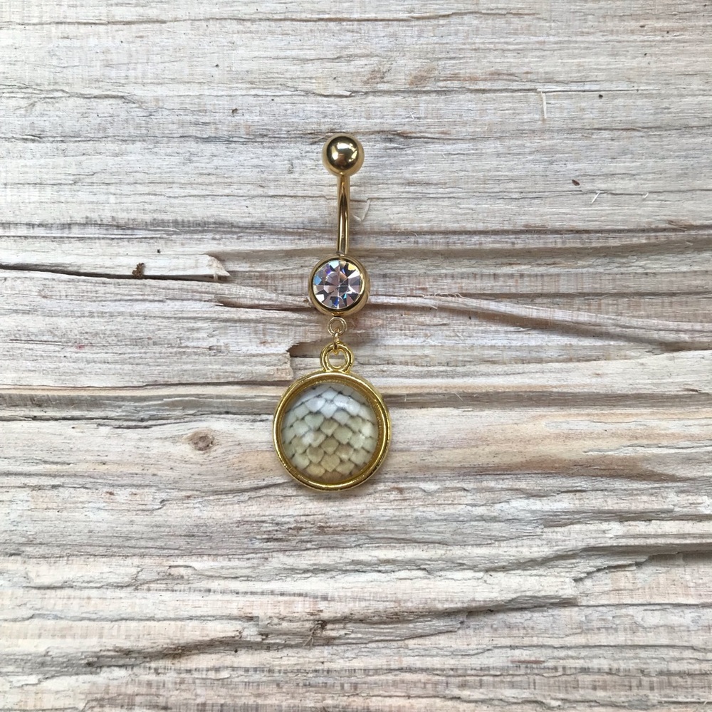 Gold Dragon Scale Belly Button Ring